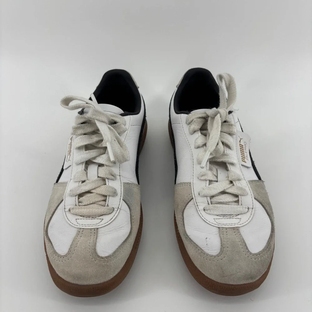 Puma Palermo Sneakers Womens 7.5 White Black Gum Good‎ Leather Suede 396464-01